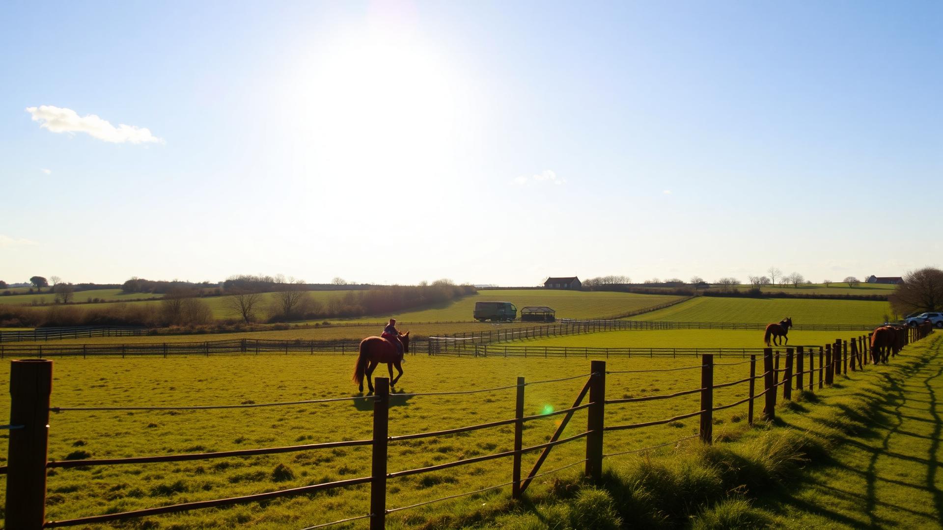 Sunny paddock with horses at The Serenity Farm Project
